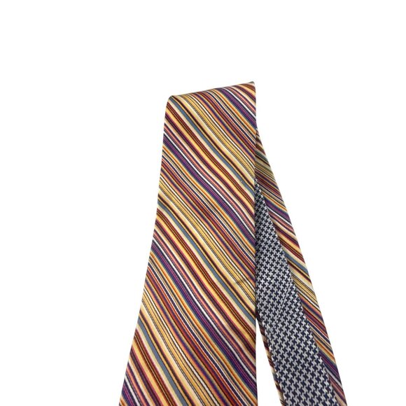 Tommy Hilfiger Silk Tie Multicolor Houndstooth Stripe Preppy Business Office - Picture 8 of 10